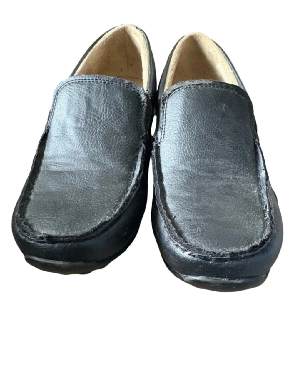Boys Black Slip-On Leather Loafers Non Marking size 2